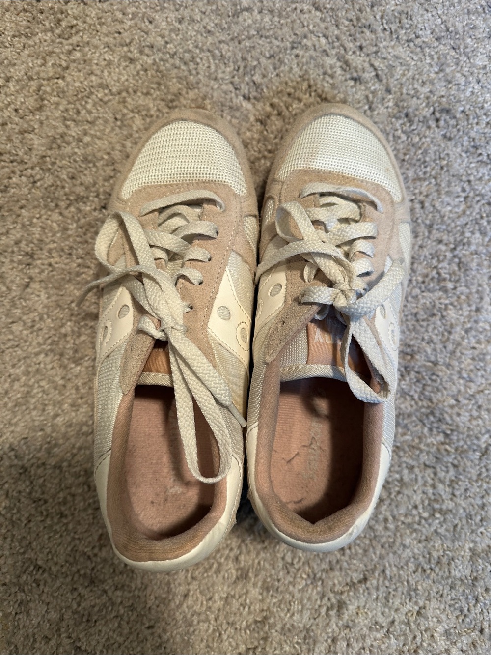 Saucony Women's Beige and Cream Lace-Up Sneakers